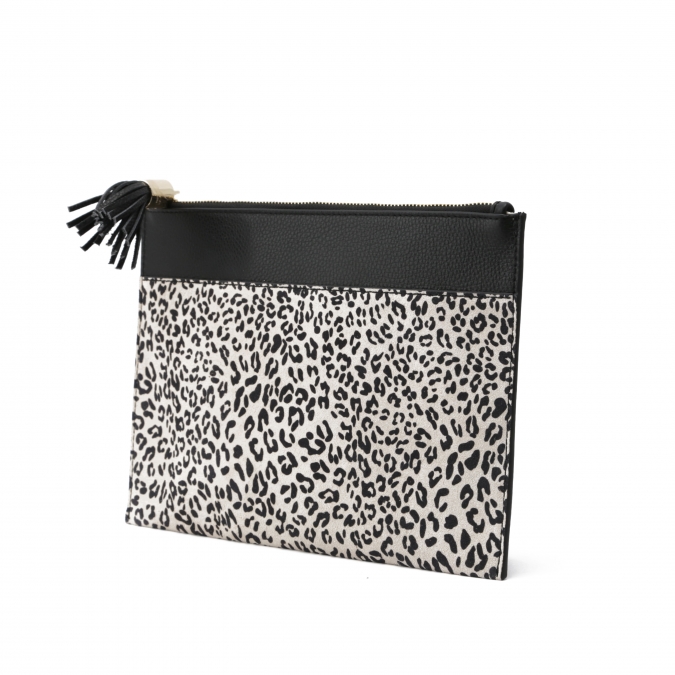 Estampa de leopardo couro genuíno oem design bolsa de embreagem das mulheres 