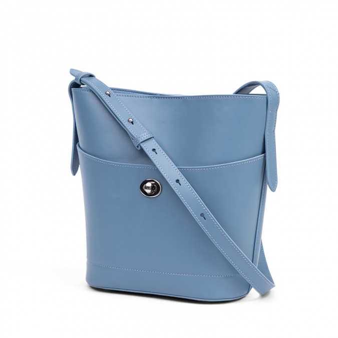 Bolsa de couro genuíno do designer de moda de 2020 na cor azul claro com bolsa interna 
