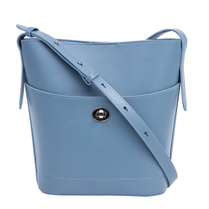 Bolsa de couro genuíno do designer de moda de 2020 na cor azul claro com bolsa interna 