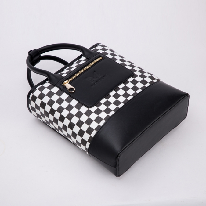 mochila xadrez de couro genuíno para mulheres 
