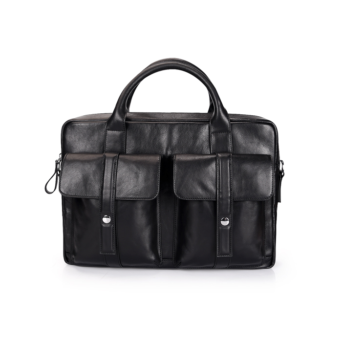sacos de mensageiro impermeáveis ​​de viagem de couro preto multi-funcional dos homens